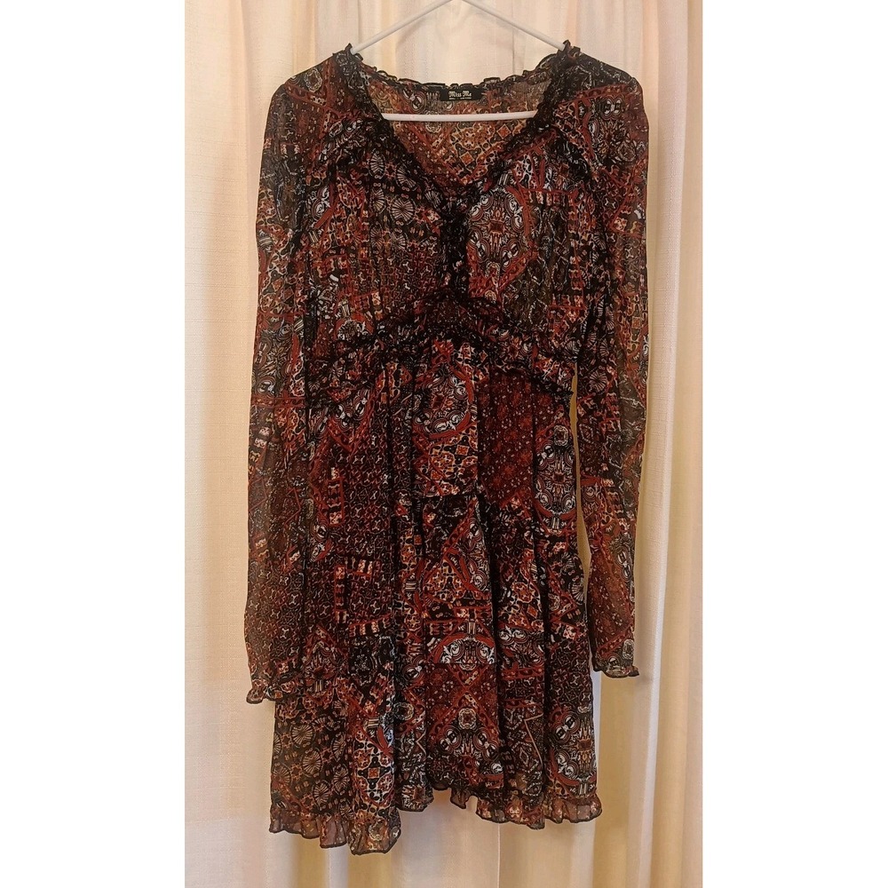Miss Me Women's Sz S Prairie Dress Chiffon Puff Sleeve Tiered Ruffles Whimsigoth